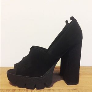 ASOS black chunky peep toe heels